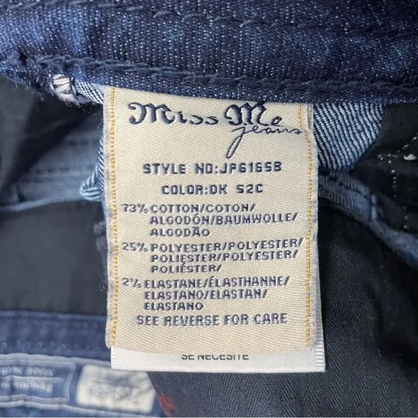 Miss Me Y2K Jeans Women's Size 29 Bling Rhinestone Back Flap Bootcut Dark Wash - Image 11