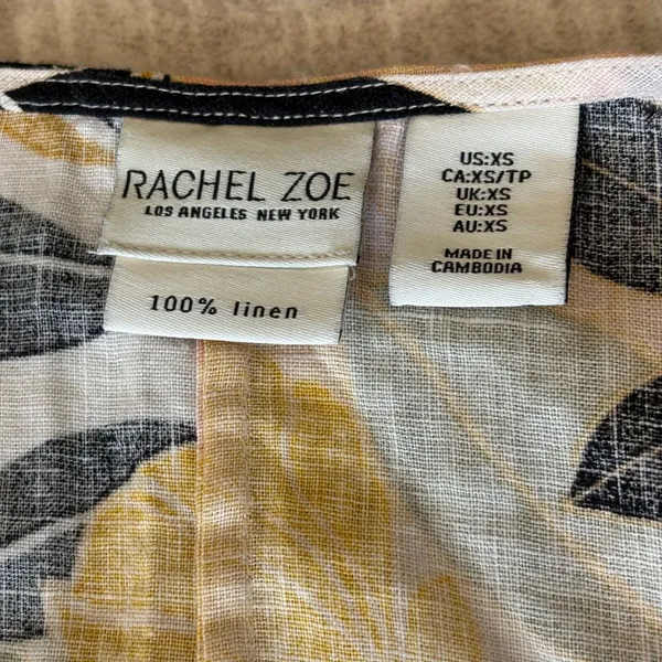 Rachel Zoe 100% Linen Shift Dress Size XS PInk Tank Floral Sleeveless‎ Tropical - Image 4