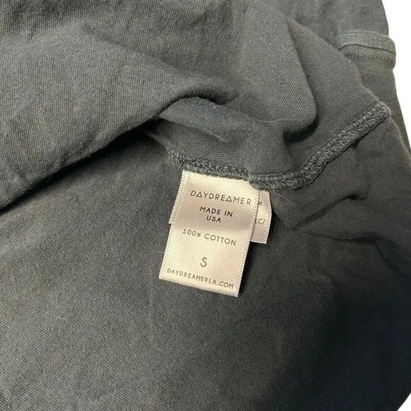 Free People Daydreamer Size S AC/DC Long Sleeve Graphic Tee Charcoal Black‎ Boxy - Image 6