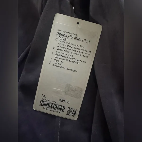 NWT Lululemon Scuba High Rise Mini Skirt Velvet Nightfall Size XL‎ - Image 6