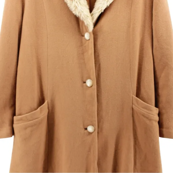 Y2K‎ Farina 2 Penny Lane Faux Fur Trim Trench Coat Old Money Mob Wife M/L - Image 4