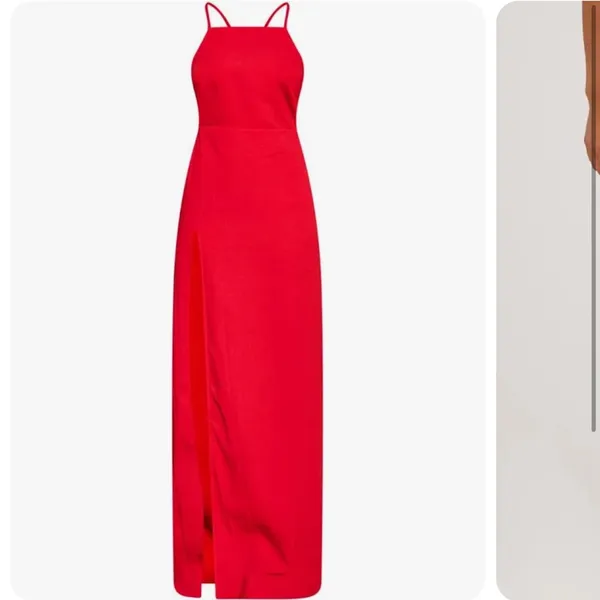 PrettyLittleThing red strappy back chiffon maxi dress size 4 NWT - Image 4