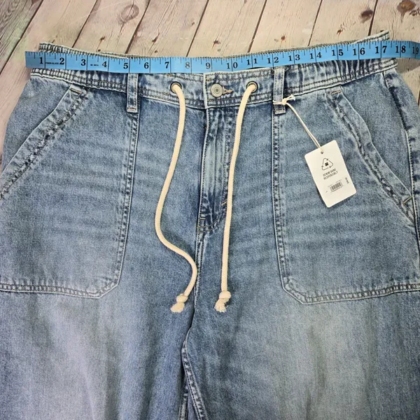 Lucky Brand Womens Blue Denim Drawstring Elastic Waist Utility‎ Jeans L 147987 - Image 10