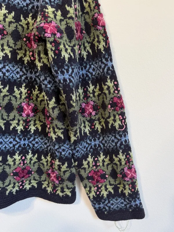 Talbots Vintage Floral Embroidered Cardigan Sweater Size Large Women’s - Image 10