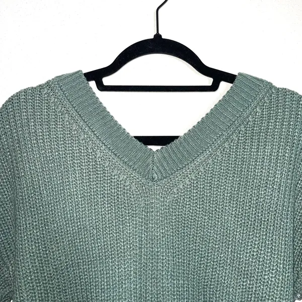 Maurices Teal Green Button V-neck Knit Henley Sweater - Image 6