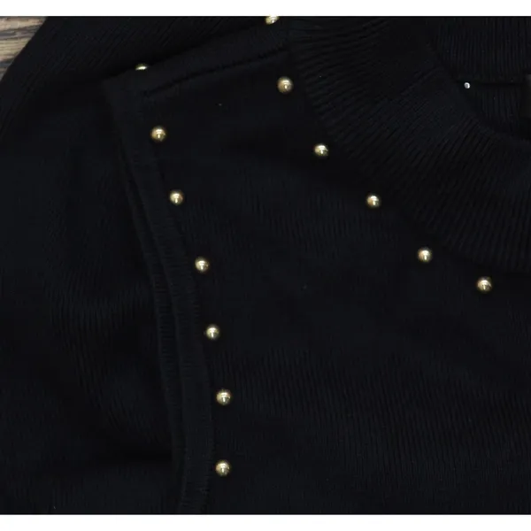 Guess Womens Sleeveless Studded Veronika Bodycon Knit Sweater Dress Jet Black L - Image 7