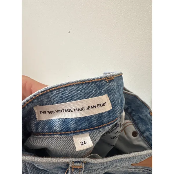 Denim Forum Aritzia The 90s Vintage Maxi Jean Skirt Light Wash Blue Size 26 - Image 4
