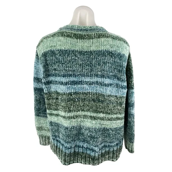 Style & Co Woemn's Green Striped Knit Crewneck Long Sleeve Knit Sweater Top Sz S - Image 2