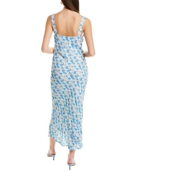 Charlie Holiday Blue Floral Midi Dress V Neck Sleeveless Slip Dress S NWT - Image 3