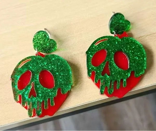 Poison Apple Red and Green Earrings - Image 2