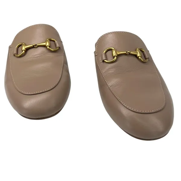 QUINCE | 5 | Italian Leather Horsebit Loafer Mule Nude Tan Luxury Buckle Flats - Image 9
