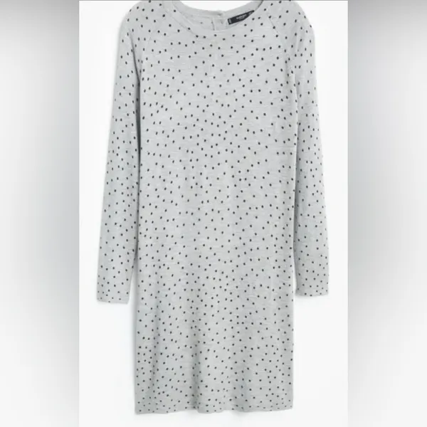 MANGO Gray and Black Polka Dot Sweater dress Size M - Image 3
