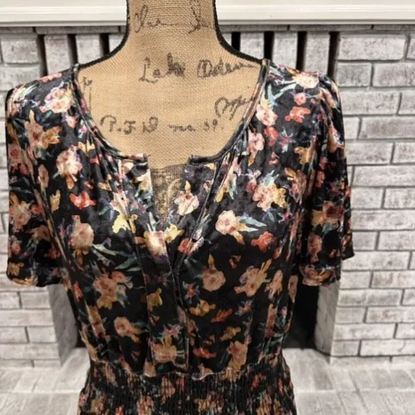 NWT Natural Life Bella Velvet Floral Maxi Dress Tiered Boho‎ Size Medium NEW - Image 14