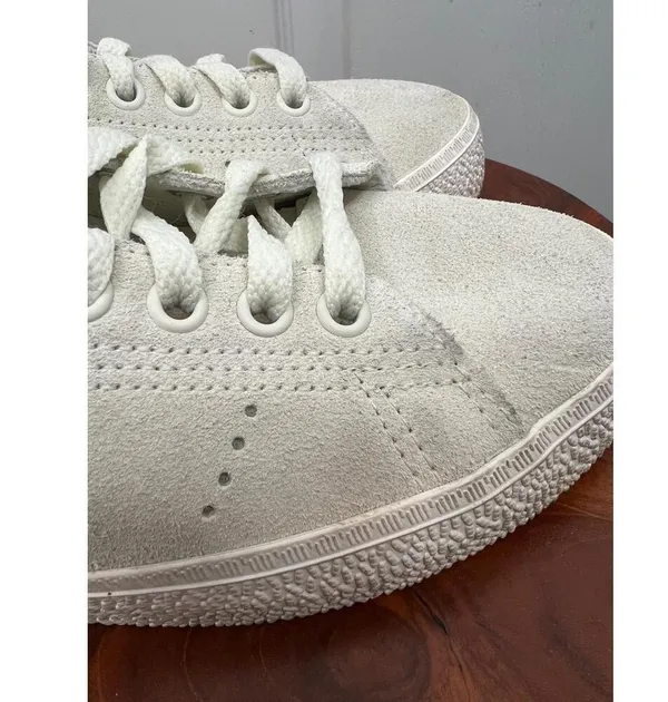 Adidas Stan Smith Ivory Off White Suede LaceUp Logo Sneakers Size US 7 - Image 5