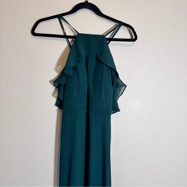 Birdy Grey Emerald Green Jules Chiffon Maxi Dress Womens M Bridesmaid Winter NEW - Image 4