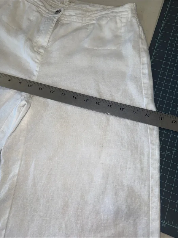 Eileen Fisher white Organic Linen cropped Wide-Leg pants women’s size O - Image 8