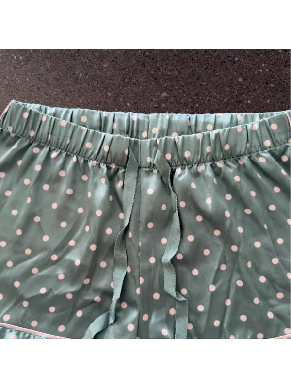 Victoria's Secret Mint Green Polka Dot Satin Pajama Sleep Shorts XS - Image 6
