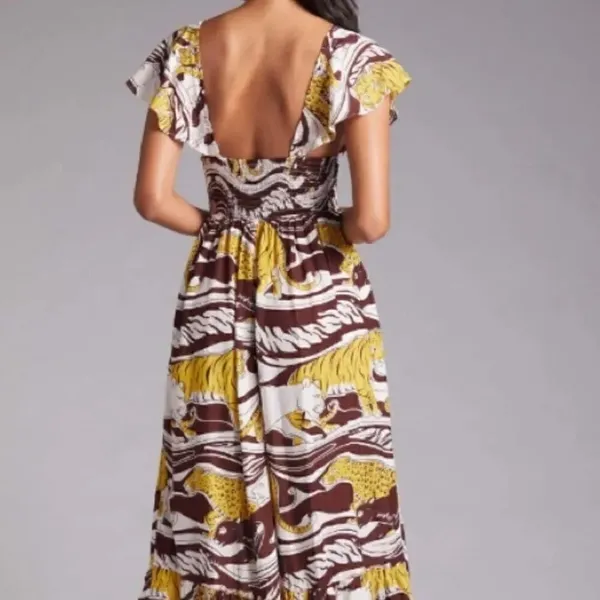 Anthropologie ruffled maxi Jaguar print M - Image 2