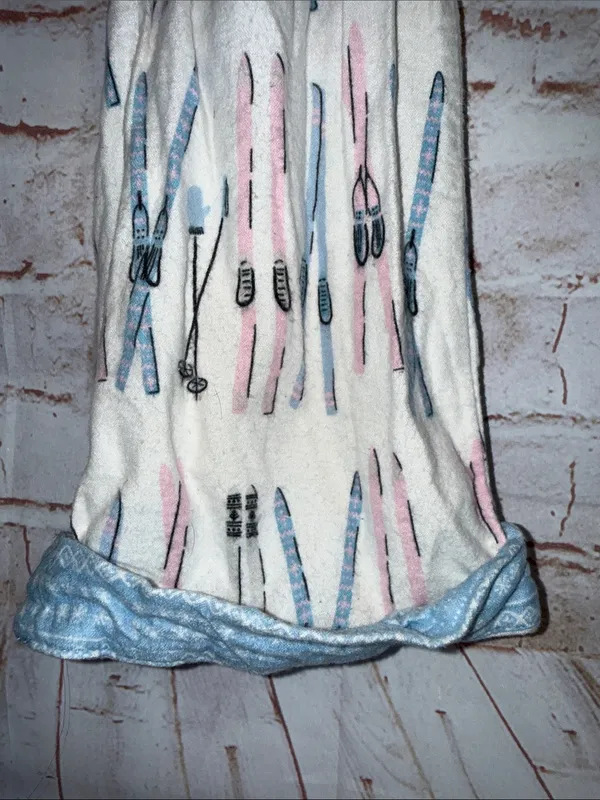 Munki Munki Women’s Ski Print Button Front Pajama Top pants S White Blue Pink - Image 4