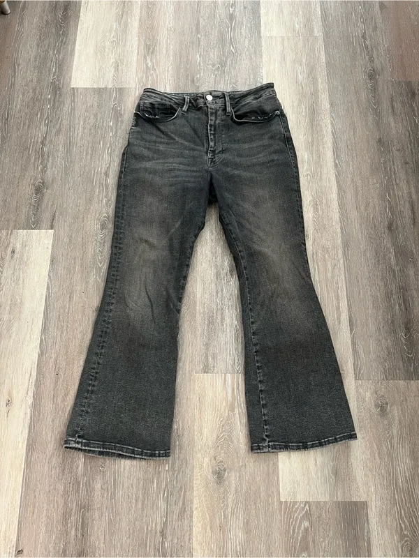 FRAME Le One Crop Mini Boot Jeans Womens Size 2 Hughes Gray Black Stretch Denim - Image 2