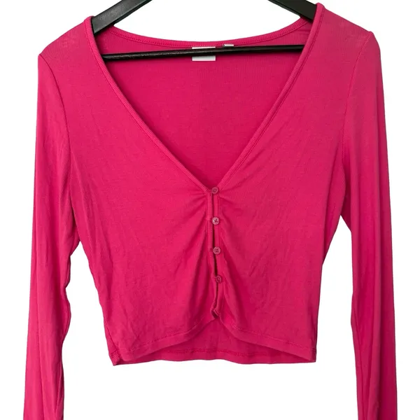 Aritzia Sunday Best Pink Ribbed Cardigan Top Size Large L - Image 2