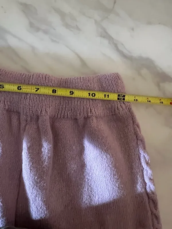 Source Unknown Pink Knit Pants Set L Cable Trim V Neck Sweater Matching Lounge Cozy Soft - Image 6