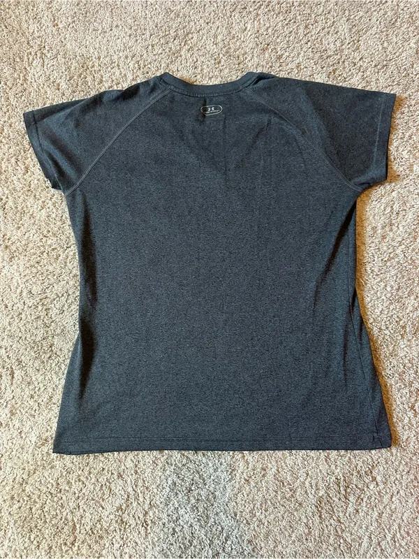 Under Armour Women's Dark Gray V-Neck Short Sleeve Performance Tee - Image 3