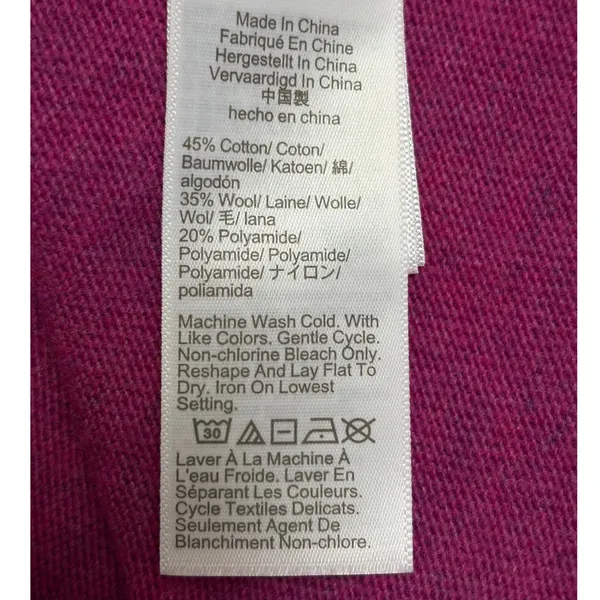 J.Crew Teddie Sweater Small Magenta Pink Cotton Wool‎ Blend Crewneck Pullover - Image 3