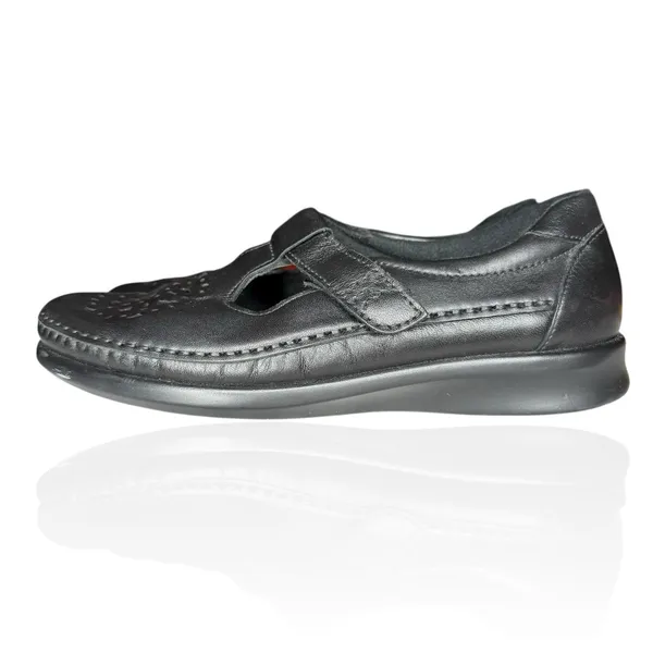Sas 7.5 N Black Leather Willow Flats Adjustable‎ Mary Jane T-straps Casual - Image 4