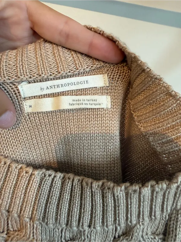 Anthropologie Taupe Cable-Knit Square Neck Tank - Image 3