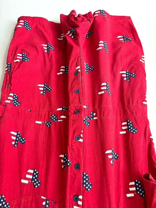 Disney Red White Blue American Flag Mickey Mouse Print Short Sleeve Romper - Image 3