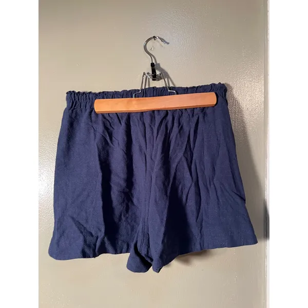 Stradivarius Women's Sz Small Shorts Pull On Elastic Tie Waist Pockets Blue Gray - Image 5