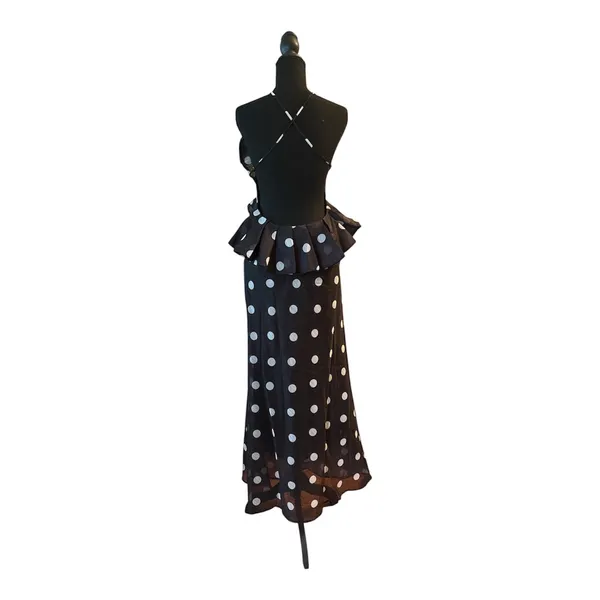 Fancy Halter Ruffle Polka Dot Maxi Dress - Image 5