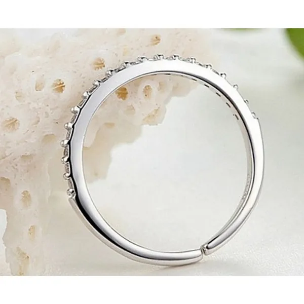 NEW Dainty 14k Gold Plated S925 Simulated Diamond Band Ring, Adjustable Band‎ - Image 16