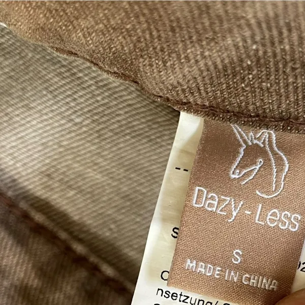 Dazy-Less Brown Ultra Wide Leg Baggy Urban Frayed Raw Hem Drawstring Denim Jeans - Image 3