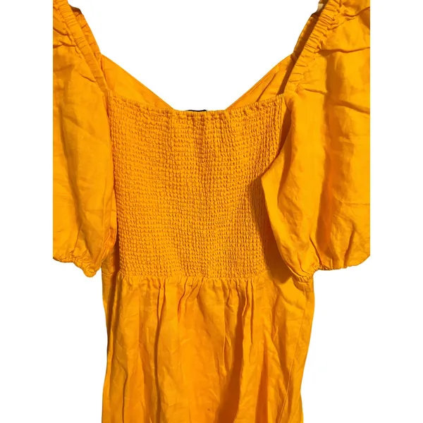 The Drop Nala Mango Linen Puff Sleeve Mini Dress Small NWT - Image 7