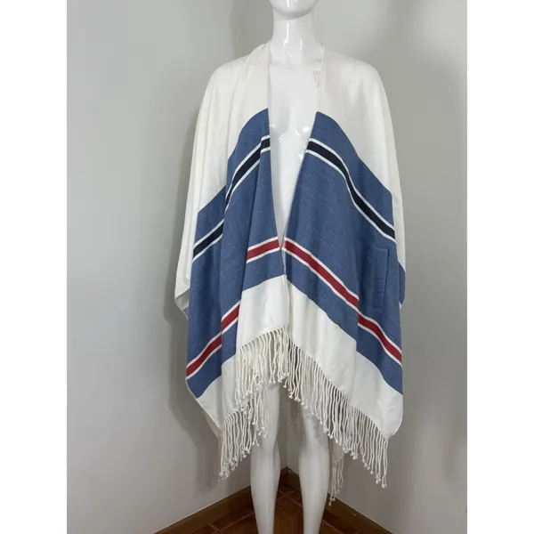 MER SEA Women’s Classic Travel Wrap Poncho Shawl Fringe Sweater One Size - Image 2