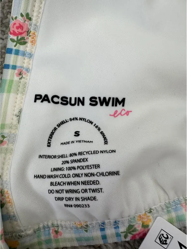 Pacsun Floral Plaid Demi High Cut Bikini Bottom & Demi Triangle Bikini Top NWT S - Image 3
