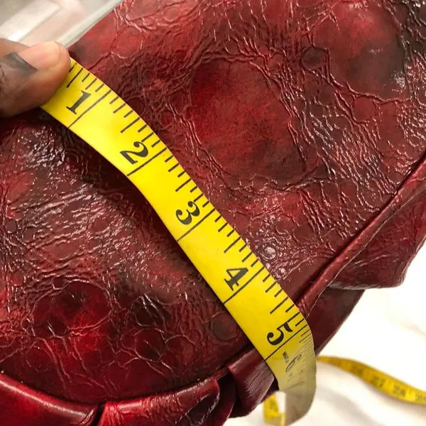 2000s Y2K Unique Red Burgundy Black faux leather shoulder hand bag purse - Image 6