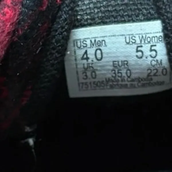 Vans Red And Black Plaid Sneakers Size 5.5‎ - Image 6