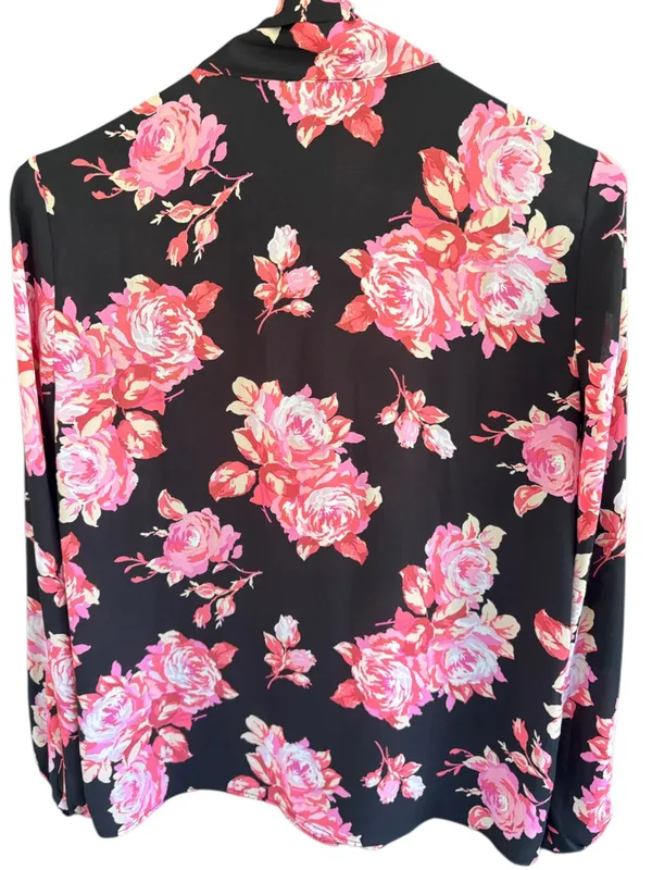 EUC J. Crew Tie Neck Long Sleeve Midnight Rose Top XS - Image 7