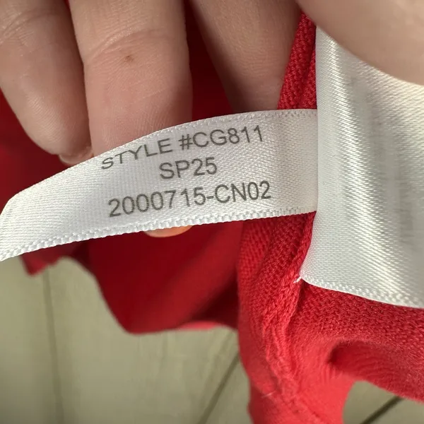 J.Crew Sweater Polo Women Medium Red Ultra-Fine Cotton Short Sleeve CG811 - Image 6