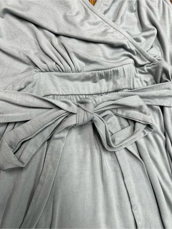Lulus Dusty Mint V-neck Tie Waist Jersey Maxi Dress Size Small NWT - Image 5
