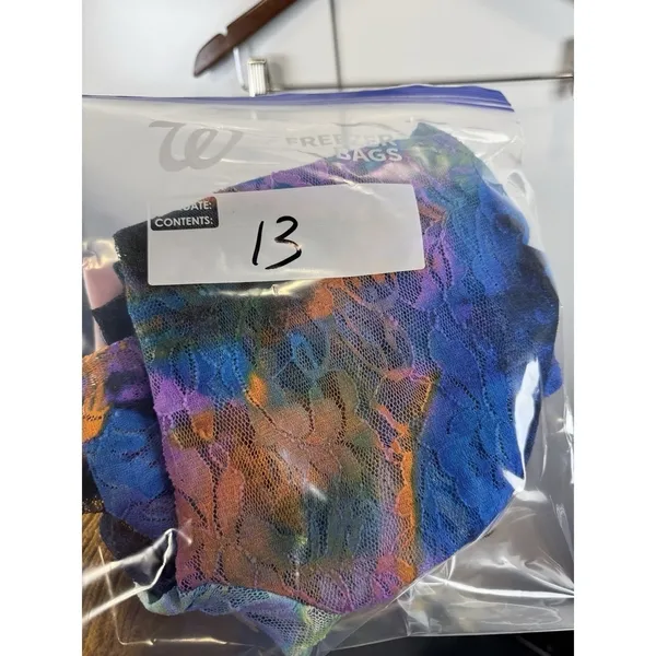 BKE Lace Overlay Tie Dye Short Sleeve Top Women M Blue‎ Purple Orange Black - Image 8