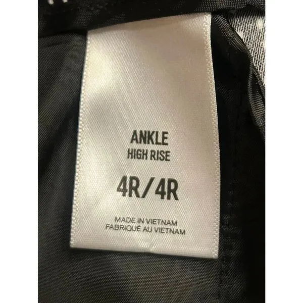 Express Ankle High Rise Black White Dress Pants Belted Front Pockets Size 4R (89 - Image 4