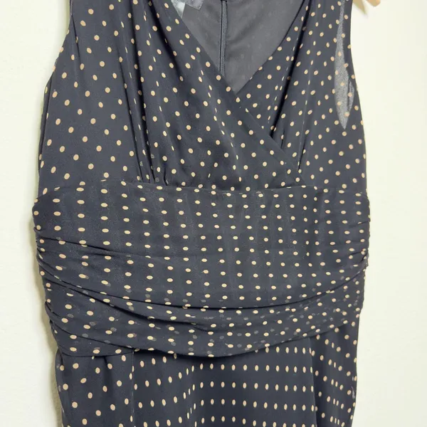 VTG 90s Harold's Womens 100% Silk Dress 6 Black Polka Dot Babydoll Pinup Wedding - Image 7