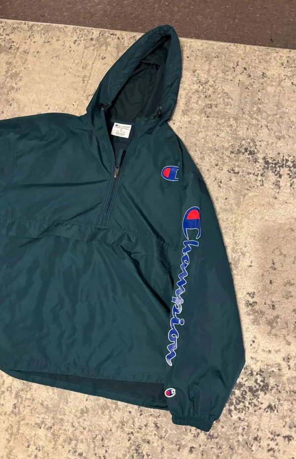 Champion Green Windbreaker Jacket Men's Size XL - Image 4