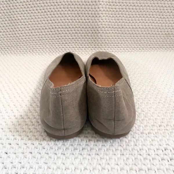 Lucky Brand Alba Taupe Gray Shimmer Suede Leather Squared Toe Ballet Flats 8 - Image 5