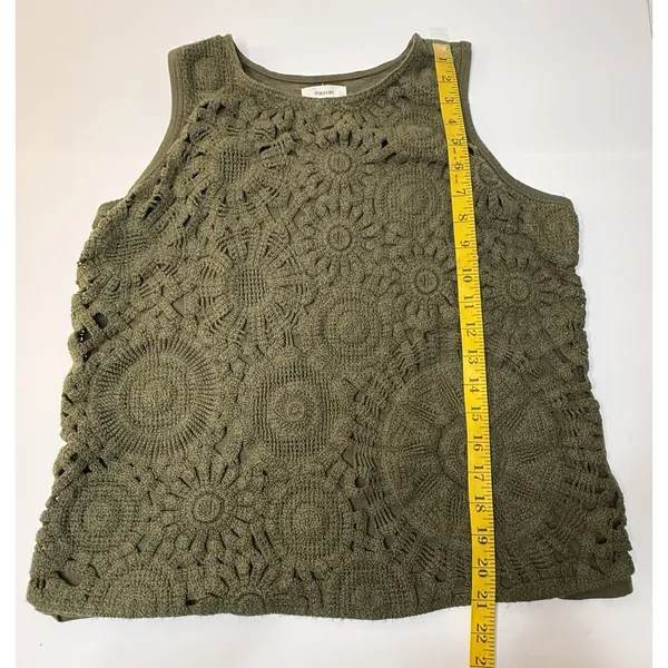 Maurices Crochet‎ Front Tank Top Womens Size M Olive Green Boho Peasant Hippie - Image 4