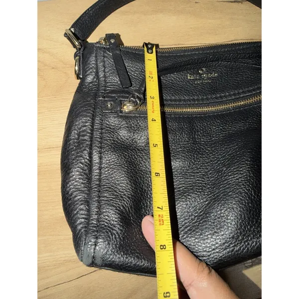 Kate Spade Michaela Chester Street Shoulder Bag Black Pebbled Leather Tassel M - Image 10